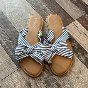 West Loop Striped Blue and White Sandals